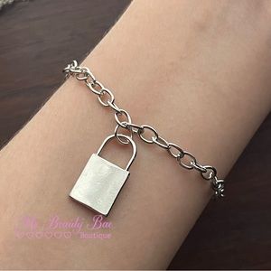 Silver Lock Charm Bracelet